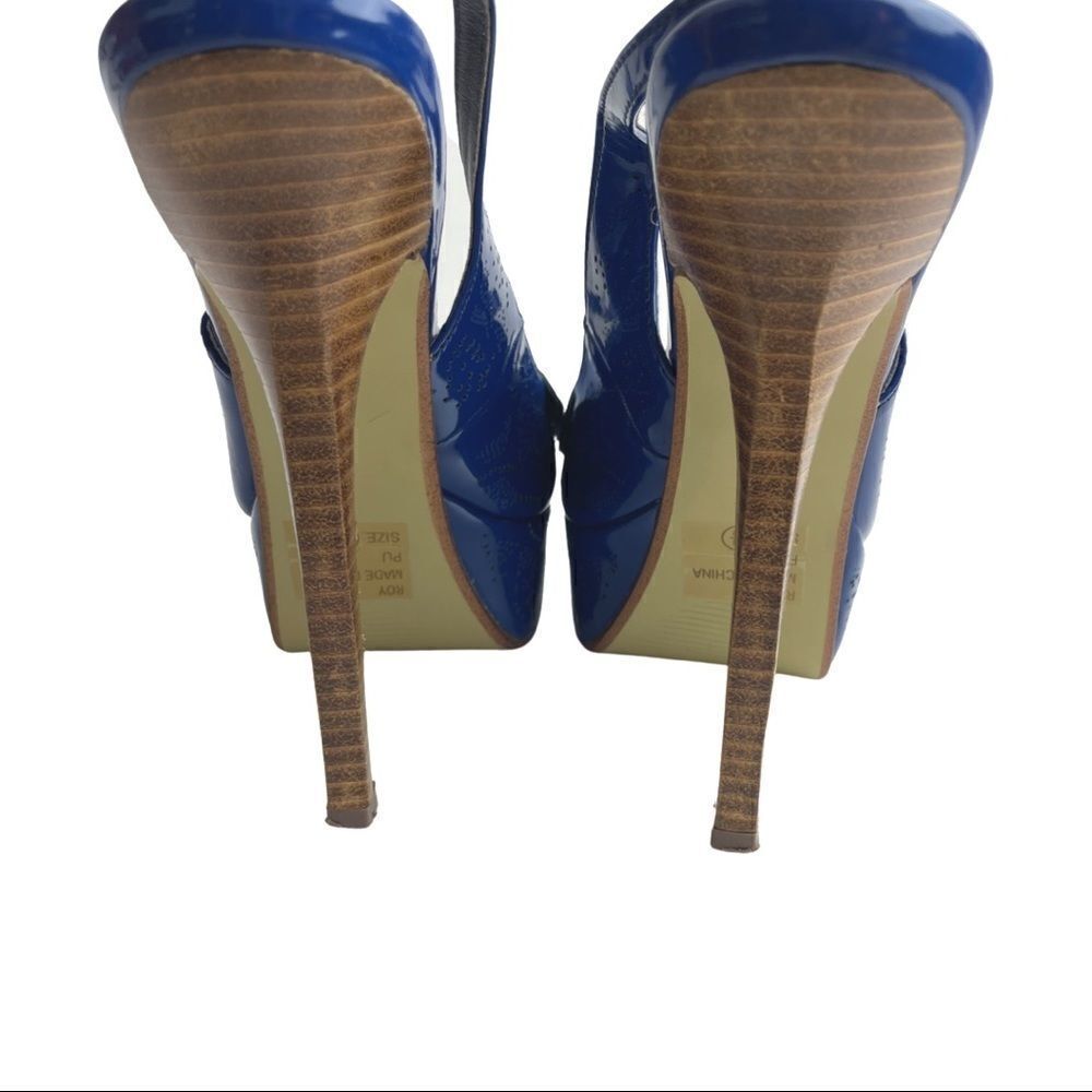Two Lips Roy Platform Slingback Peep Toe Heels - Picture 9 of 11